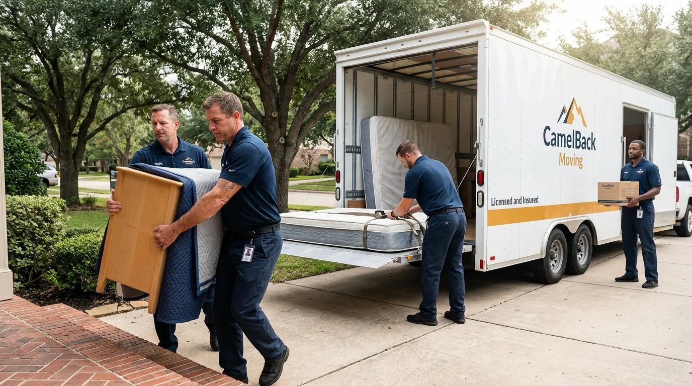 Crew loading residential truck for cross-state move from Yountville, CA