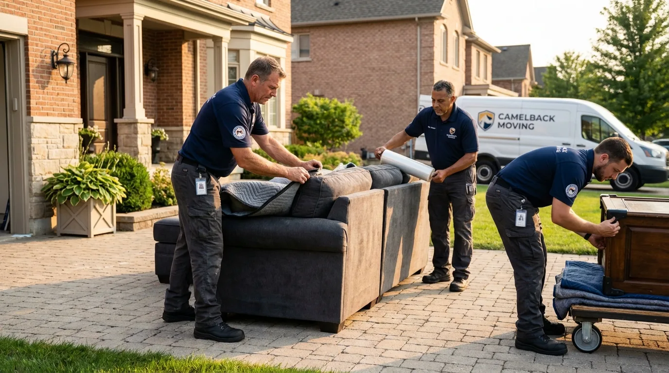 Large estate moving crew wrapping furniture in Yountville, CA